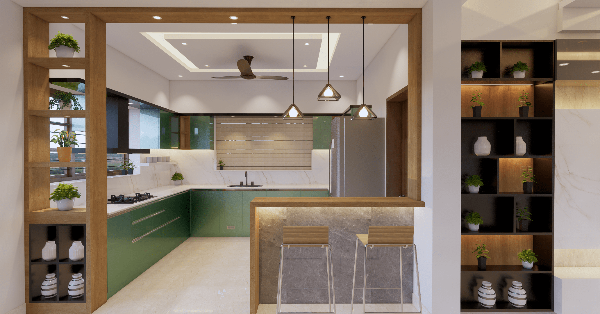 Renovated modern kitchen by 3D Visualization and Renderings